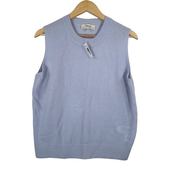 Madewell (Re)sponsible Cashmere Crewneck Sweater Vest hthr sky grey sz L - Picture 2 of 7